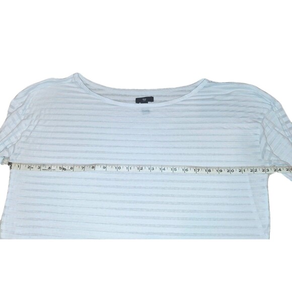 Gap Women's White Striped Long Sleeve Shirt Partially Sheer | Size XL - Picture 9 of 9